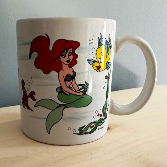 Vintage Disney The Little Mermaid Mug | Rare | Ft. King Triton Ursula Flounder - Picture 1 of 10